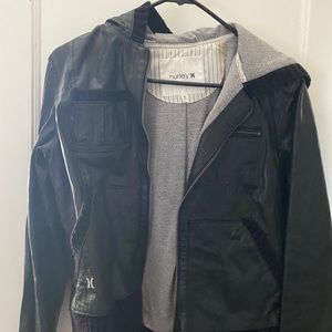 Hurley Juniors Sz XL Hooded leather jacket